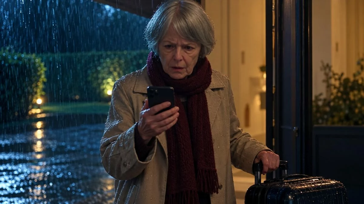 Madeleine découvre la vidéo de son mari devant la maison.